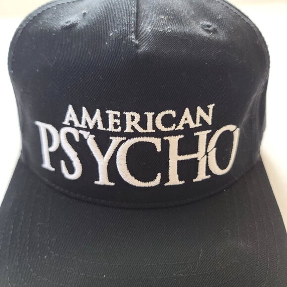 American Psycho Baseball Hat Snapback OS Black Adjustable Embroidered Movie NWOT - Picture 2 of 8